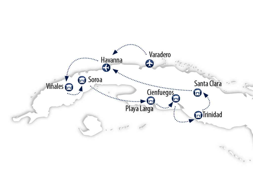 Reiseverlauf "Große Mietwagentour durch Kuba"