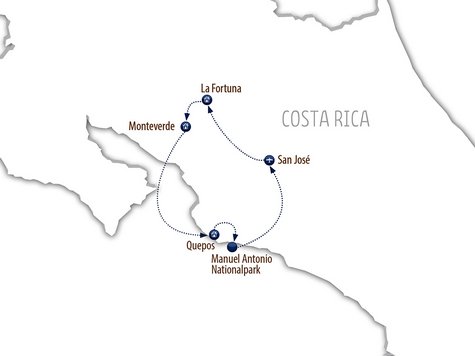 Reiseverlauf - Höhepunkte Costa Ricas