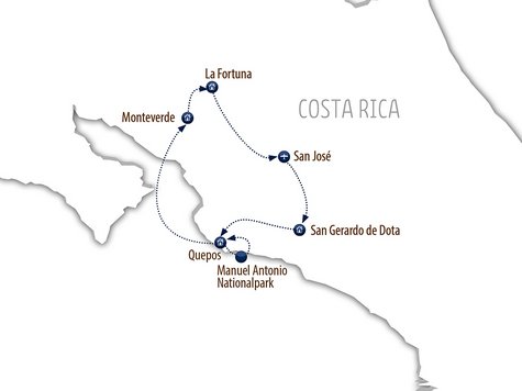 Reiseverlauf - Rundreise Best of Costa Rica